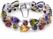 Classic Ladies Bracelet Garnet White Topaz Amethyst Citrine Peridot Pink 7 Inch