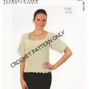 NWT Plymouth Yarn Co 1074 Shire Silk Short Sleeve Sweater Top Crochet Pattern