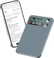 Powate AI Digital Voice Recorder - App Control, Transcription & Summary with AI Technology, 64GB Memory, Audio Recorder for Lectures, Meetings, Calls, Grey