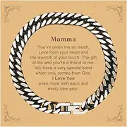 [Generic] Mamma Gift. Best Thank You Gifts for Mamma, I Love You Even More. Appreciation Gifts, Cuban Link Chain Bracelet with Message Card for Mamma, Small, Silver Plated Zinc, Cubic Zirconia
