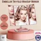 Embellir Tri-fold Makeup Mirror LED lighting Standing Mirror Magnified Portable