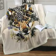 Native American Wolf Art Throw Blanket