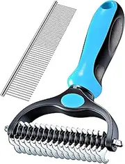 Pet Grooming Tool - Double Sided Shedding and Dematting Undercoat Rake Comb & Brushes for Dogs and Cats, Pet Grooming Rake and Brushes for Small, Medium, Large