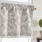 Grey Floral Kitchen Valance Curtain Linen Farmhouse Lined Valance for Living ...