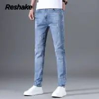 在飛比找蝦皮購物優惠-Reshake2021牛仔褲男春夏修身小腳休閑韓版百搭長褲男