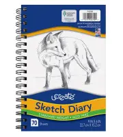 Pacon Art 1st Sketch Diary 9" x 6" White 70 Sheets/Pad (4790) P4790