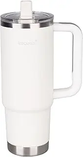 30oz Stainless Steel Insulated Tumbler,100% Leakproof Lid & Detachable Straw, Easy Clean,Stain-Resistant, Durable-Coat ,Ergonomic Grip handle, Car Holder/Bag Friendly for Travel/Gym/School (cream)