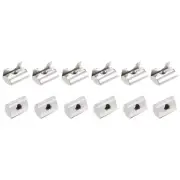 12Pcs Roll in Spring T Nuts M6x20mm Carbon Steel Spring Loaded T Nut Silver Tone