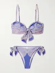 [Zimmermann] Zimmermann - Maxine Convertible Paisley-print Bikini - Blue - 1 1 Blue