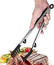 Spaghetti Tongs for Serving, Silicone Spaghetti Server Tongs, 12-Inch Serrated Noodle Tool, Heat Resistant Food Clip for Baking Restaurant Buffet Grilling Salad Making