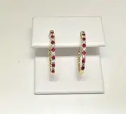 18K YELLOW GOLD- RUBY (0.33Ct) + DIAMOND (0.26Ct) REVERSIBLE HOOP EARRINGS