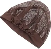 Exquisite Breathable Cotton Cap Wide Brimmed Hair Protector for Home Use Versatile Headwear for Daily Activities Sanitary Hat Spa Cap and More Coffee