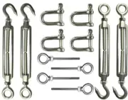 10mm Marine Grade Stainless Steel Shade Sail Kit Square Rectangular Wall Fixing