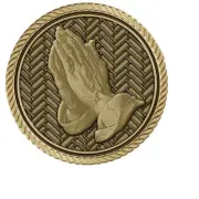 Praying Hands Left Medallion for Box Cremation Urn/Flag Case - 3 Inch Diameter