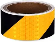Reflective Tape， Reflective Tape 2 Inch x 9.8 Feet Warnig Tape High Intensity Reflective Sticker Self-Adhesive for Trailers, Trucks, Cars, Boats, Signs, Mailboxes(Black Yellow)