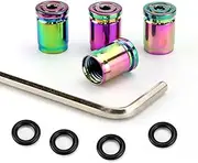 4Pcs Tire Valve Caps Brass Anti-Theft Wheel Tyre Dust Cap Colourful Design with O Rubber Seal and Wrench Outdoor Personalized Modified Valve Caps All-Weather for Car Bus Truck SUV Motorcycle Bicycle