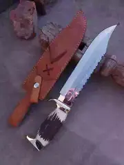 Custom Handmade Stag Antler Bowie Knife D2 Steel Camping Outdoor Bowie Knife