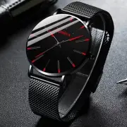 Minimalist Men's Fashion Ultra Thin Stainless Steel Mesh Belt Quartz Watch New