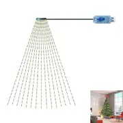 Christmas Tree String Lights Waterfall Tree LED Fairy Lights for Indoor Outdoor Yard Party Xmas Decor -Warm White