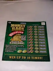 Vintage Unscratched $2 Money Bags Multiplier SAMPLE VOID Ticket MA Lottery (B2)