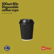 Disposable Takeaway Coffee Black Triple walled coffee cups Waterproof no leak