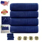 4-Pack Quick Dry Oversized Bath Sheets - Super Soft 100% Cotton Navy