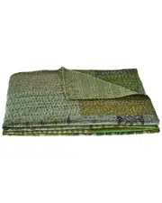 LR Home Peacock Kantha Throw Blanket