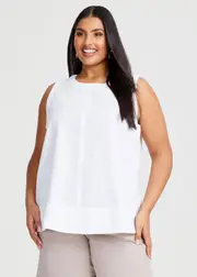 [Taking Shape] Taking Shape Cotton Linen Sleeveless Top Size 18 in White - Plus Size Women's Clothing White