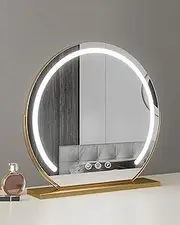 Hollywood Make Up Mirror with Led Lights Lighted Up Table Vanity Mirror Bedroom Dresser Big Standing Mirror (50cm,Matte Gold)