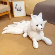 26x56cm Lifelike Nine Tails Fox Plush Toys Stuffed Animal Nine-Tailed Fox White