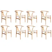 Oikiture 8x Dining Chair Wooden Hans Wegner Chair Wishbone Cafe Lounge Seat