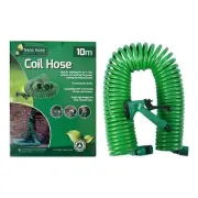10m Retractable Spring Garden Hose with 5-Function Spray Gun - EVA Burst-Proof W