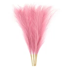4pcs Faux Pampas Grass 17 Inch 6 Stem Artificial Grass for Decor, Dark Pink