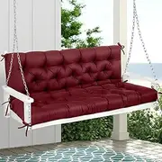 MAGIC ELEPHANT Porch Swing Cushions, Memory Foam Swing Cushion for Outdoor Furniture, Waterproof Patio 2-3 Seat Cushion Replacement with Headrest for Swing Chair (Red)