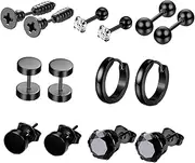 [ROMISBABA] Men's Silver Earring Set 14pcs Silver Hoop Earrings Helix Earrings for Men Fashion Male Earrings