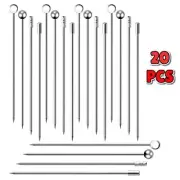 20Pcs Stainless Steel Cocktail Picks, Reusable Martini Skewers Olives Appetizers