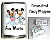 120 DISNEY MICKEY AND MINNIE MOUSE WEDDING CANDY WRAPPERS FAVORS personalized