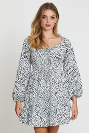 Print Mini Dress Short Sleeve - Size 8, Women's Skater Dress