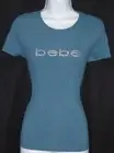BEBE WOMEN'S SWAROVSKI CRYSTAL RHINESTONE LOGO TEAL TOP STRETCHY SIZE M NWT