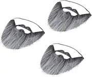 3Pcs Halloween Cosplay Fake Mustache Beards for Party Dress Up and Whiskers Funny Costume Props for Adults for Masquerade and Themed Events Grey