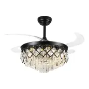 Windora Seraphine 42" Black Crystal Chandelier DC Ceiling Fan w/ 3CCT LED Remote Control
