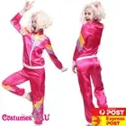 Ladies 80s Retro Neon Tracksuit Height Of Fashion Pink Costume 1980s Shell Suit