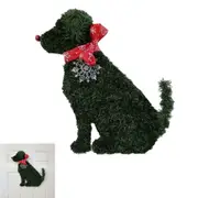 Cat Dog Shaped Christmas Wreath Artificial Pine Branches Garland Ornaments for Door Xmas Farmhouse Decorations-Dog with snowflake