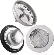 3Pcs Kitchen Sink Stopper Strainer, Stainless Steel Sink Strainer Basket Sink Fi