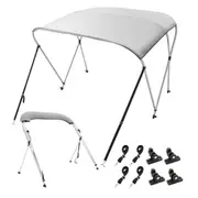 3 Bow Bimini Top Boat Cover, 900D Polyester Canopy with 1" Aluminum Alloy Frame, Waterproof and Sun Shade, Includes Storage Boot, 2 Support Poles, 4 Straps, 6'L x 46"H x 67"-72"W, Light