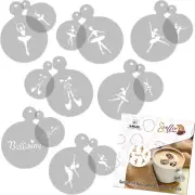14 pcs Coffee and Cake Decorating Stencils // 11cm and 7cm // BALLERINAS