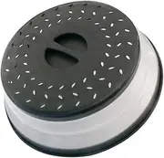 Collapsible Microwave Splatter Cover For Food With Silicone Mats, Microwave Plate Cover With Steam Vent，BPA-Free Silicone & Plastic (black, 8.5IN)