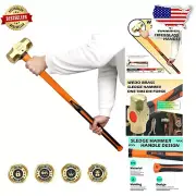 German Standard 8lb Brass Sledge Hammer - Durable Fiberglass Handle for Safety