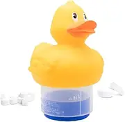 Pool Chlorine Floater, Adjustable Floating Pool Chlorine Dispenser, Duck Shape Tablet Holder, Water for Small and Large Tubs, Maintenance Accessory