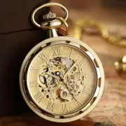 Steampunk Pocket Watch Mechanical Wind up Skeleton Vintage Men Fob Chain Watches